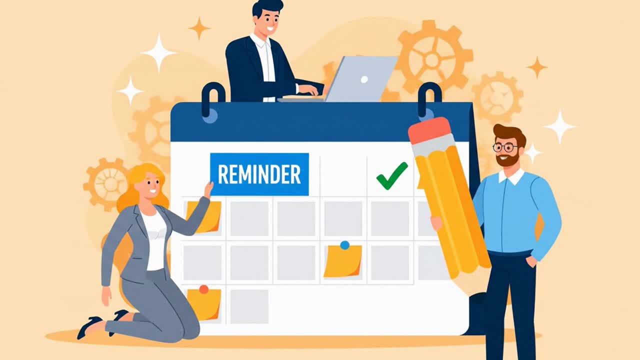 Business Team Planning a Schedule on a Large Calendar Reminder