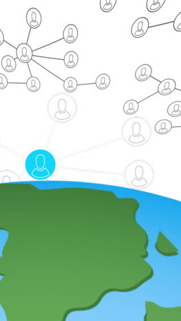 animation of network of connections with people icons over globe