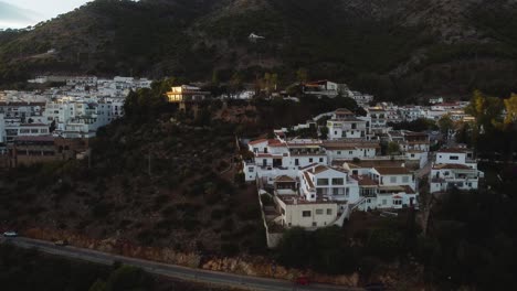 touristic mountain town of mijas in spain, aerial drone view