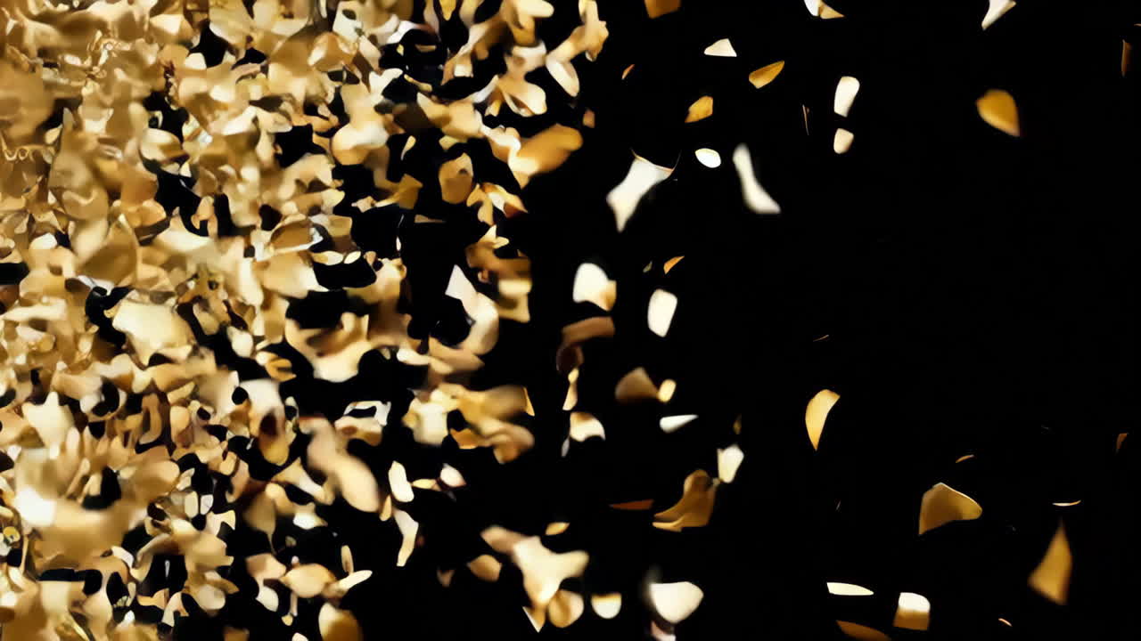 confeti dorado cayendo sobre un fondo negro