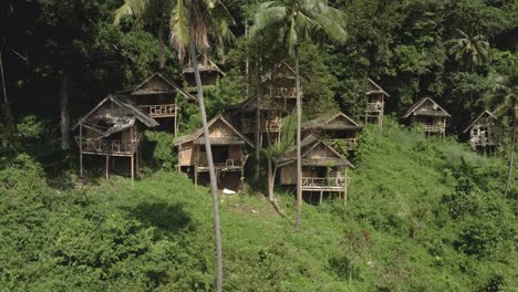 aerial reveal shot of empty thai bungalows no tourists travel restrictions