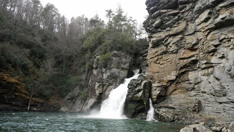 linville falls wide shot in light snow