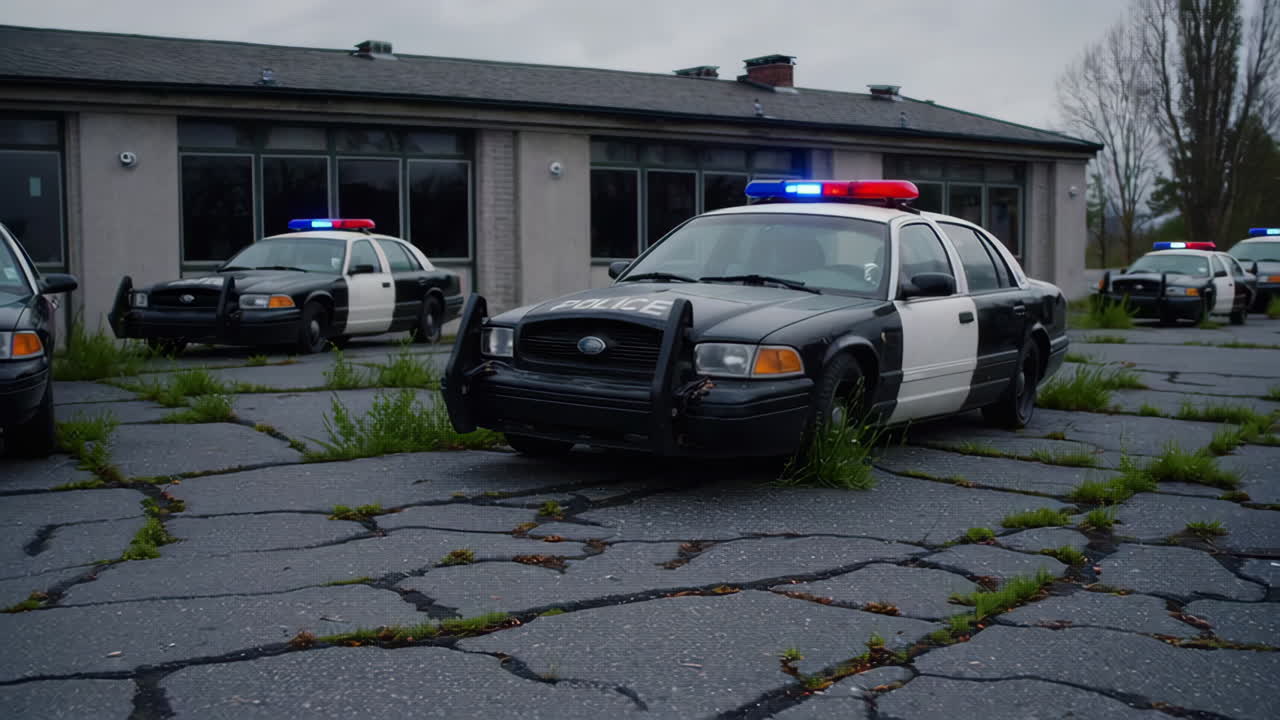 Police Cars at an Abandoned Building