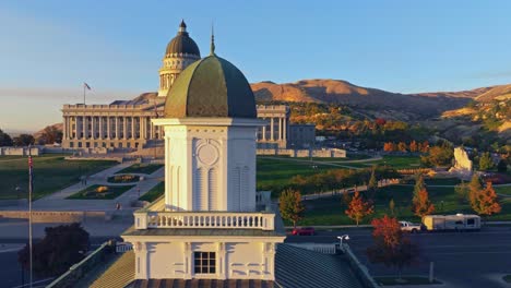 utah state capitol building illuminated by the setting sun