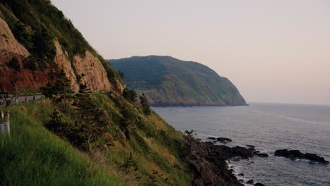 sea of japan coast along mountainous noto peninsula at sunset