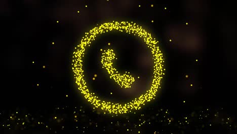 animación de la red de plexo desde el símbolo del teléfono en un fondo colorido con el flujo de partículas de plexos. bucle sin costuras