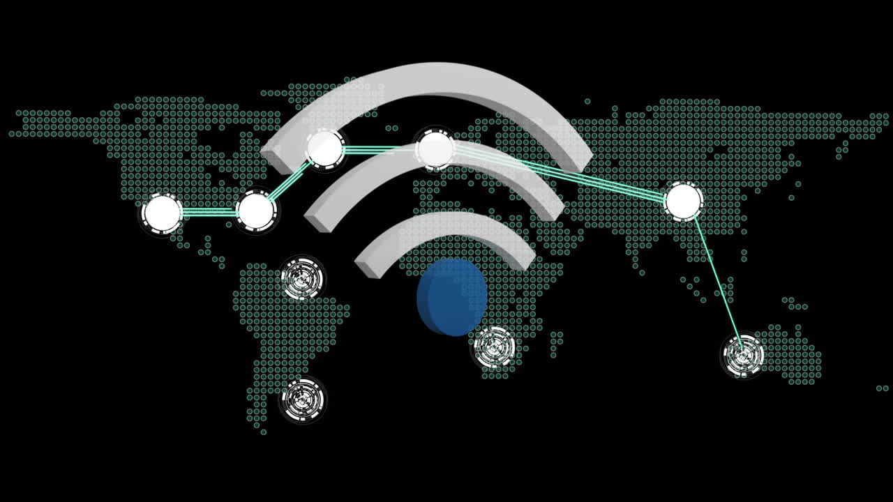 símbolo wifi y un mapa del mundo