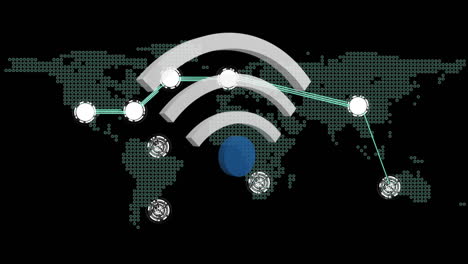 wifi symbol and a world map