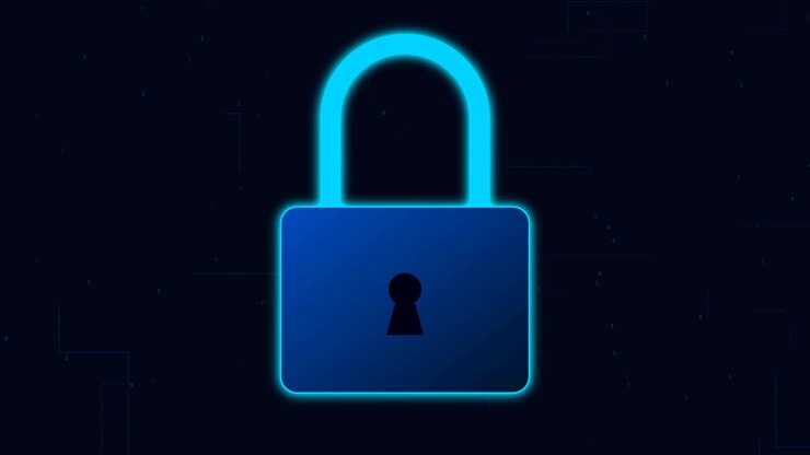 Glowing Digital Padlock Icon on Dark Background
