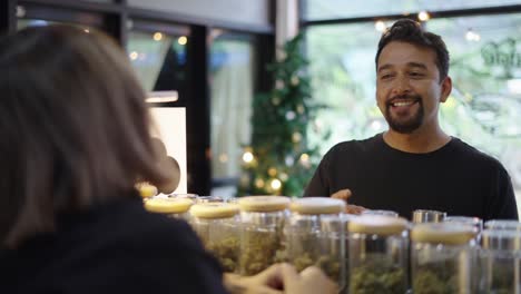 customer interaction at a cannabis dispensary