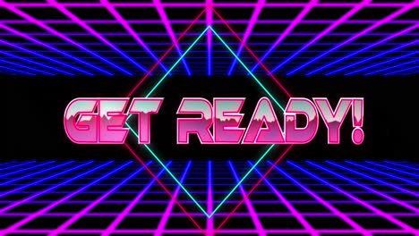 Animation-of-get-ready-text-over-neon-lines-and-grid