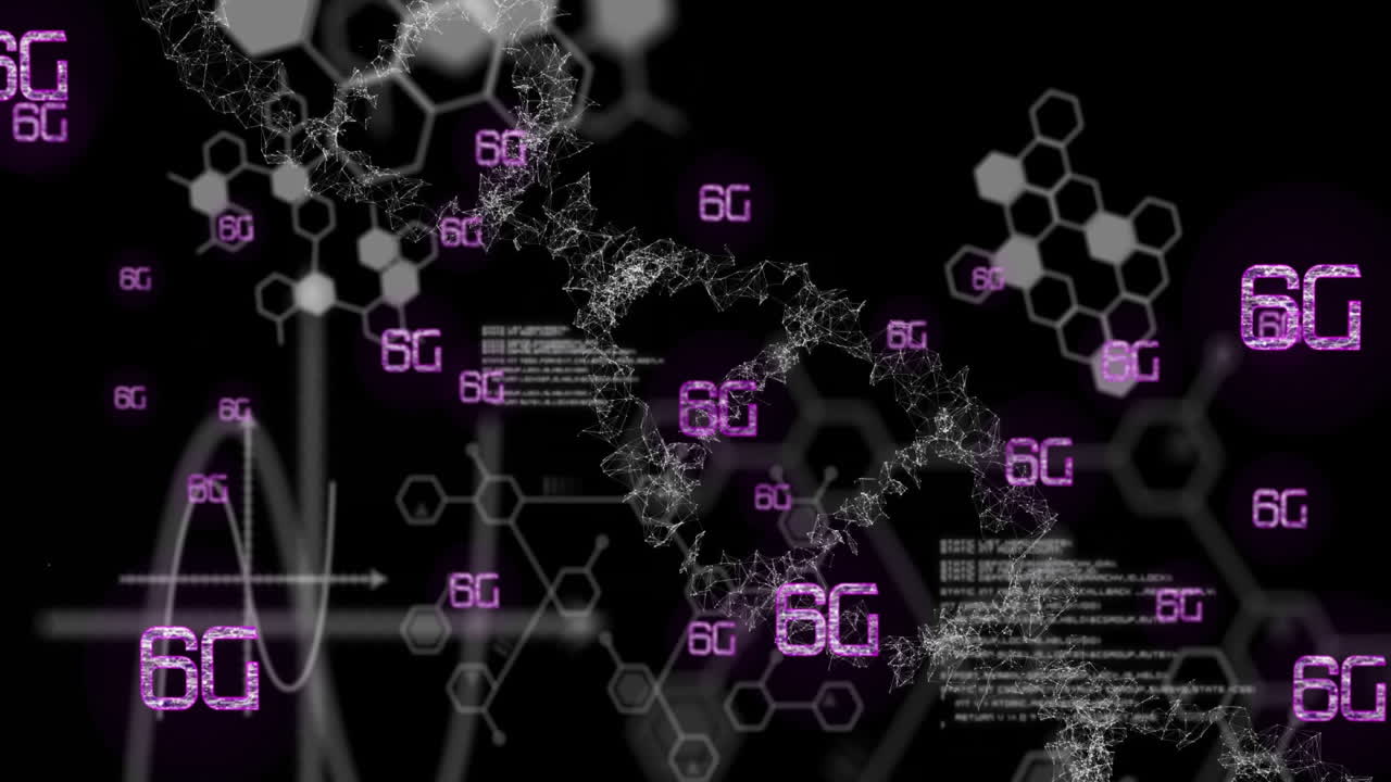 dna 스트랜드 및 화학 공식에 대한 데이터 처리의 애니메이션
