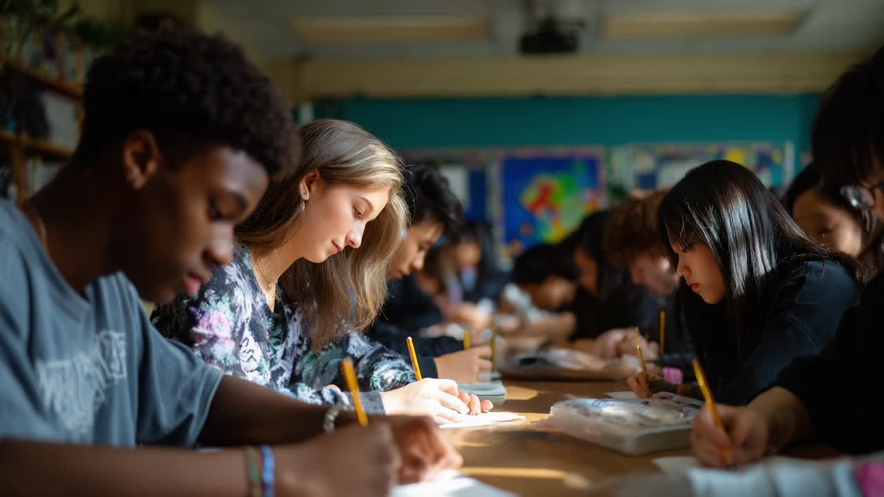 Students engaged in learning in a classroom