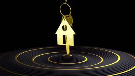 Animation-of-gold-house-keys-on-black-background