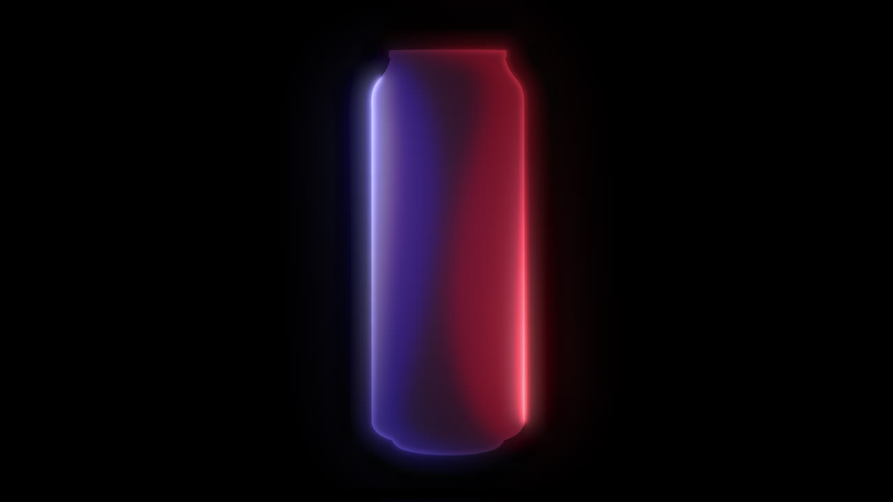 Glowing Neon Beverage Cans with Red and Blue Light