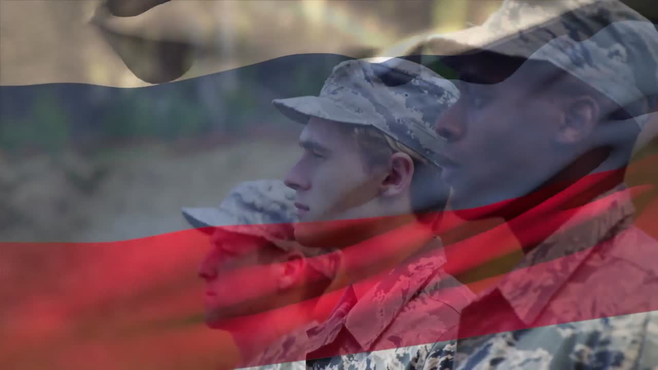 다양한 남성 군인 위에 러시아  ⁇ 발의 애니메이션