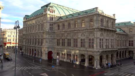 incredible architecture in vienna, austria - state opera with few people panorama