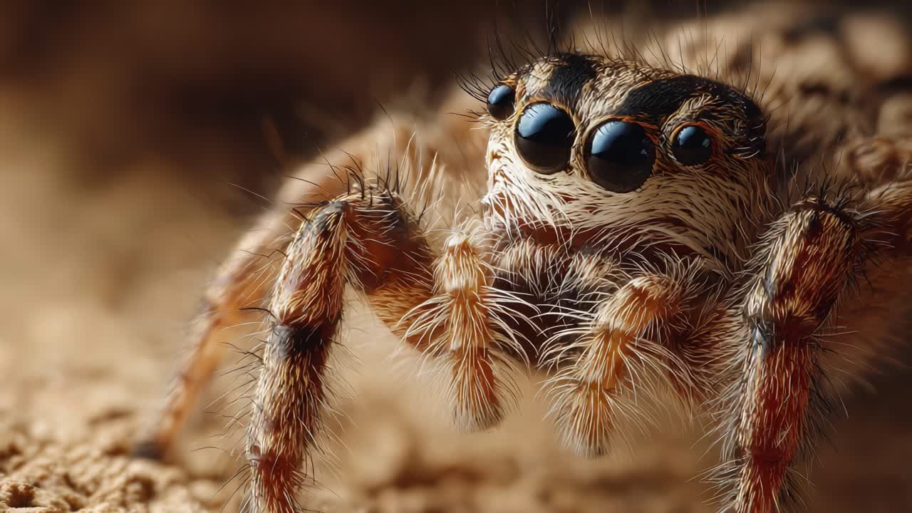 A Close-Up Examination of a Jumping Spider, Highlighting Its Intricate Features and Remarkable Textures Captured in Stunning Detail