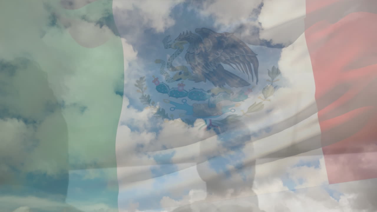 경기장에서 다양한 럭비 선수들 위에 이탈리아의  ⁇ 발의 애니메이션