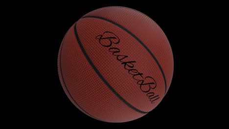 basketball ball with the inscription basketball rotates loop on a transparent background, 4444 prores footage with alpha channel