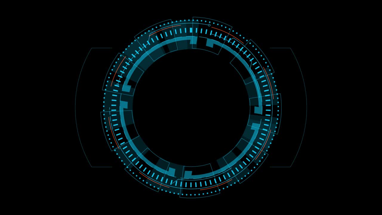 Motion graphic of Blue circle rotation with head up display ( HUD UI ) technology interface and futuristic elements alpha channel included