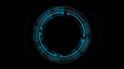 gráfico de movimiento de rotación de círculo azul con pantalla de cabeza hacia arriba ( hud ui ) interfaz de tecnología y elementos futuristas canal alfa incluido