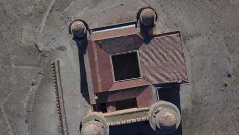 aerial overhead shot the castle of la calahorra in granada, spain