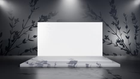 검은색 배경에 색 스크린과 조명이 있는 무대 모