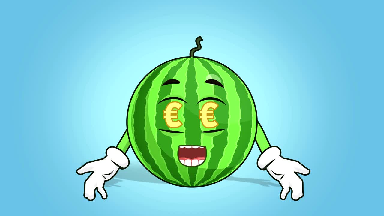 만화 수박 얼굴 애니메이션 유로 표지 눈에 루마 매트