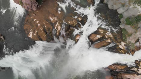 Top-View-Aerial-Chaotic-River-Waterfall,-Shoshone-Falls,-Idaho