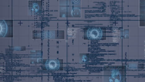 animation of futuristic interface with digital data and code overlay in school