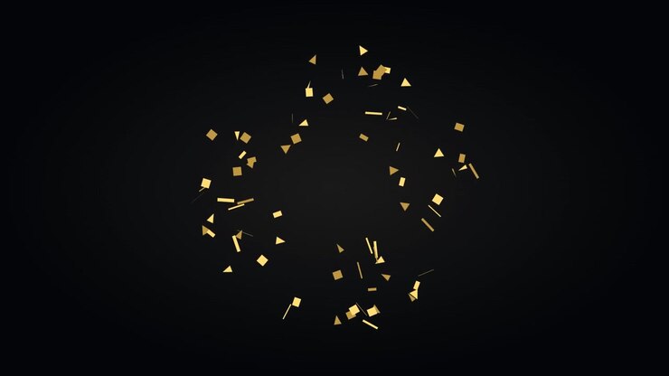 Golden Confetti Falling Against a Dark Background