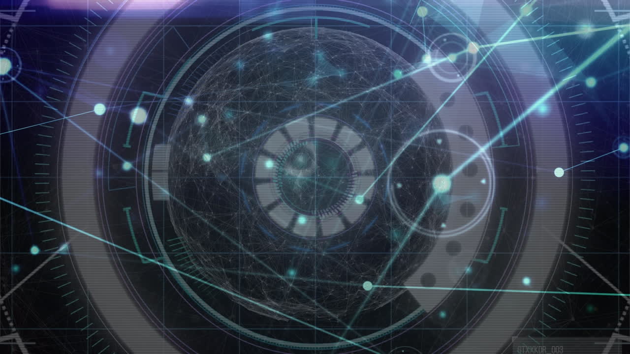 어두운 배경 위의 연결 네트워크의 애니메이션