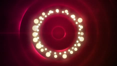 animation of christmas fairy lights with copy space over red circles