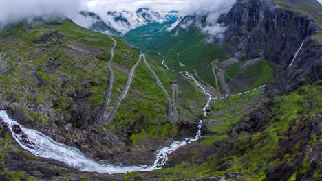 troll's path trollstigen or trollstigveien winding mountain road.