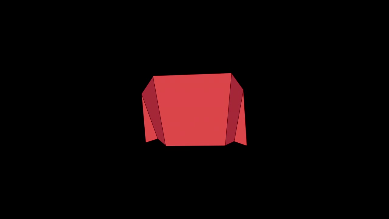 Animazione astratta di una forma geometrica rossa su sfondo nero
