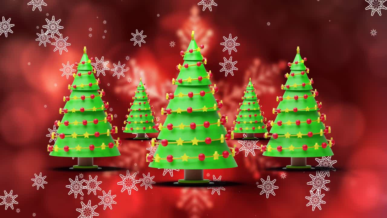 ⁇ 은 배경에 눈송이와 크리스마스 트리의 애니메이션