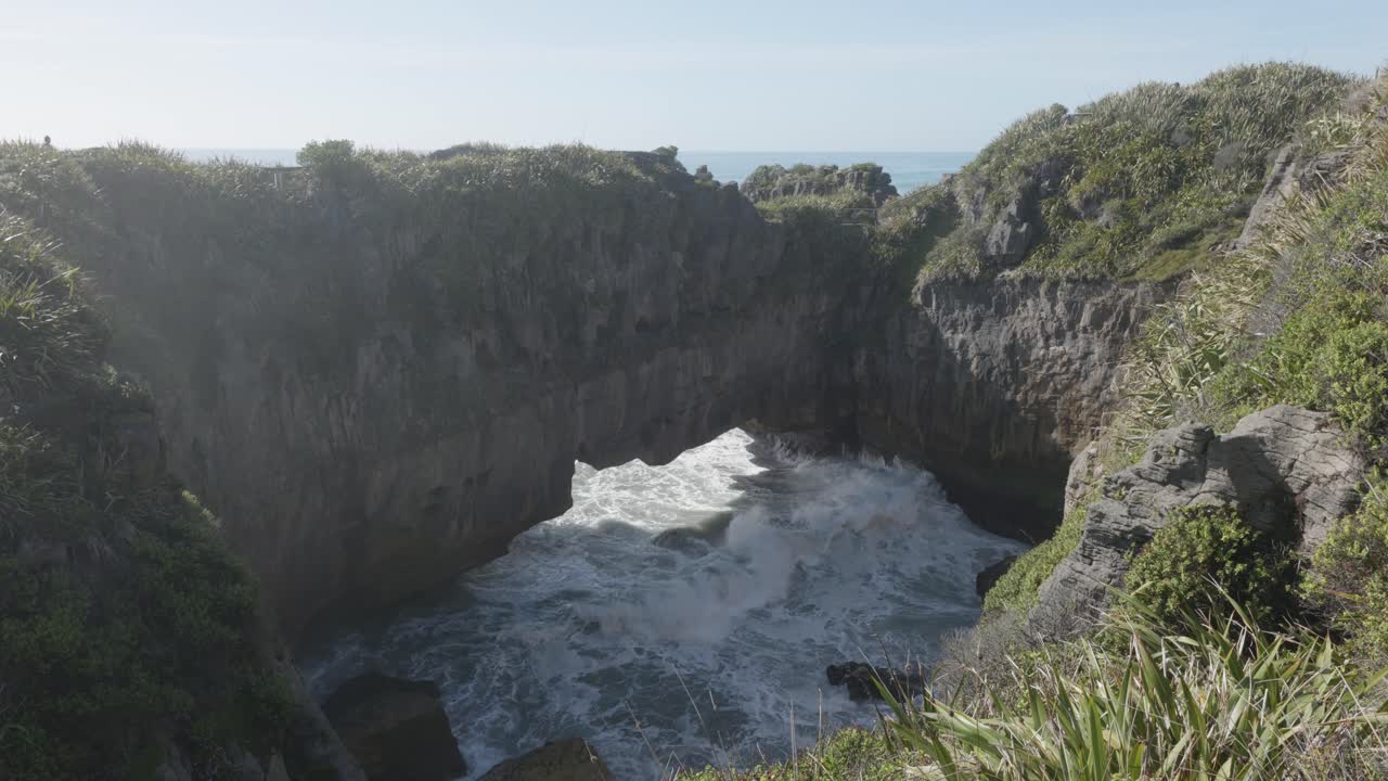 Pandekageklipper og blæsehuller, Punakaiki, New Zealand