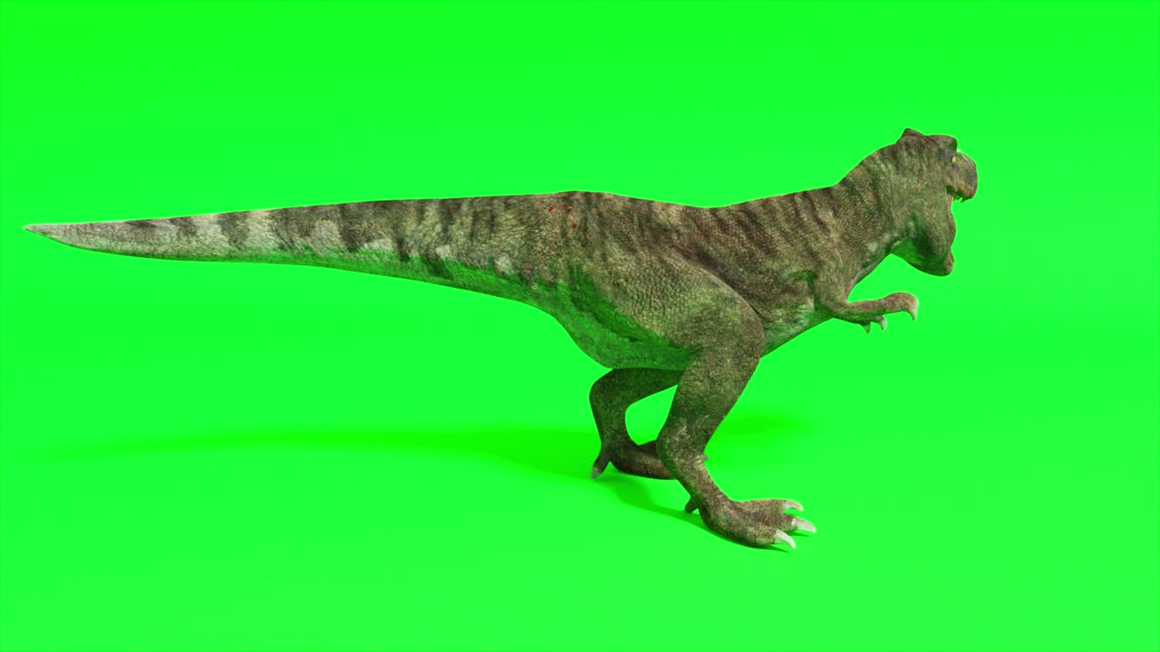 modelo 3d de un tiranosaurio rex en la pantalla verde