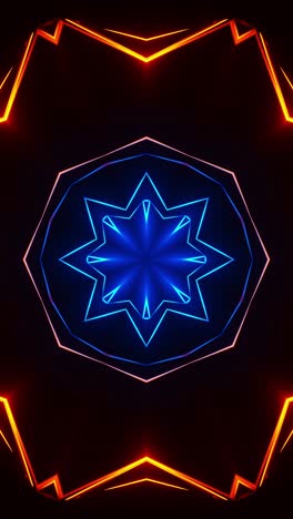 brightly colored abstract pattern with star in the middle. kaleidoscope vj loop vertical