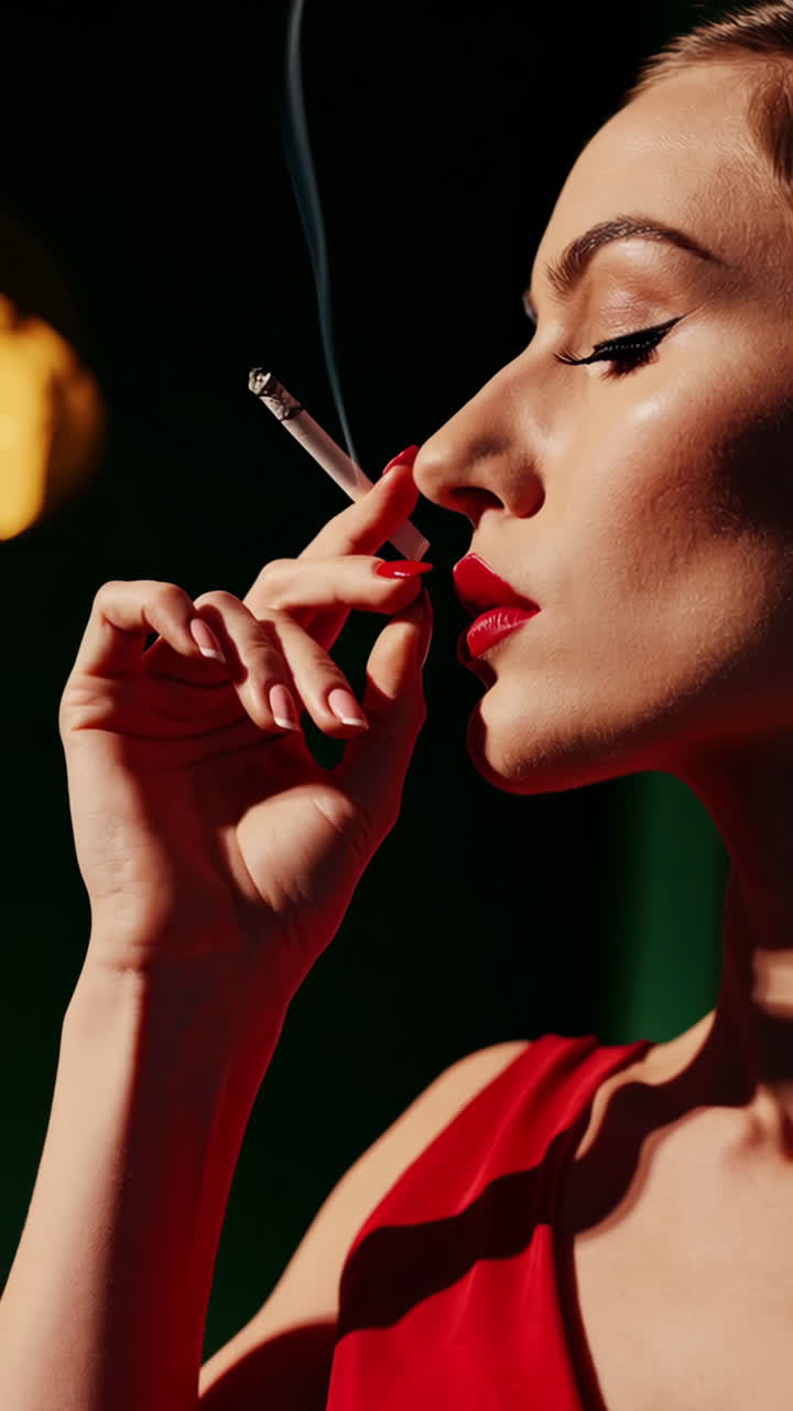 Retro Cocktail and Smoking Woman