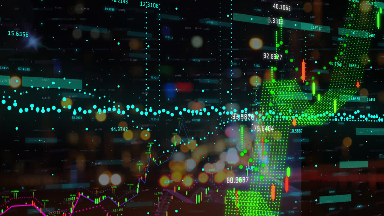 animación del procesamiento de datos sobre un fondo oscuro