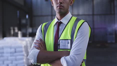 portrait of young male warehouse worker 4k