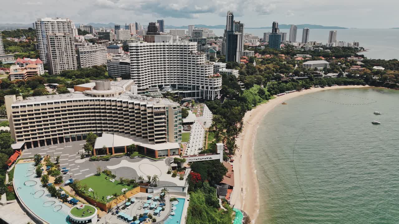 Aerial Drone Footage of Pattaya Coast with Cityscape