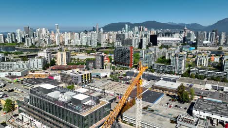 Tower-Crane-At-Construction-Site-In-Vancouver-Near-False-Creek-In-Canada