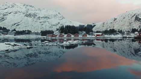 aerial view of lofoten islands beautiful landscape during winter