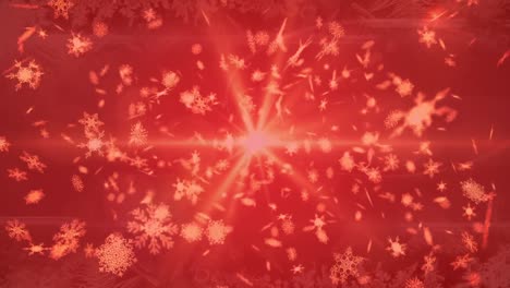 animación de nieve cayendo sobre el fondo con filtro rojo