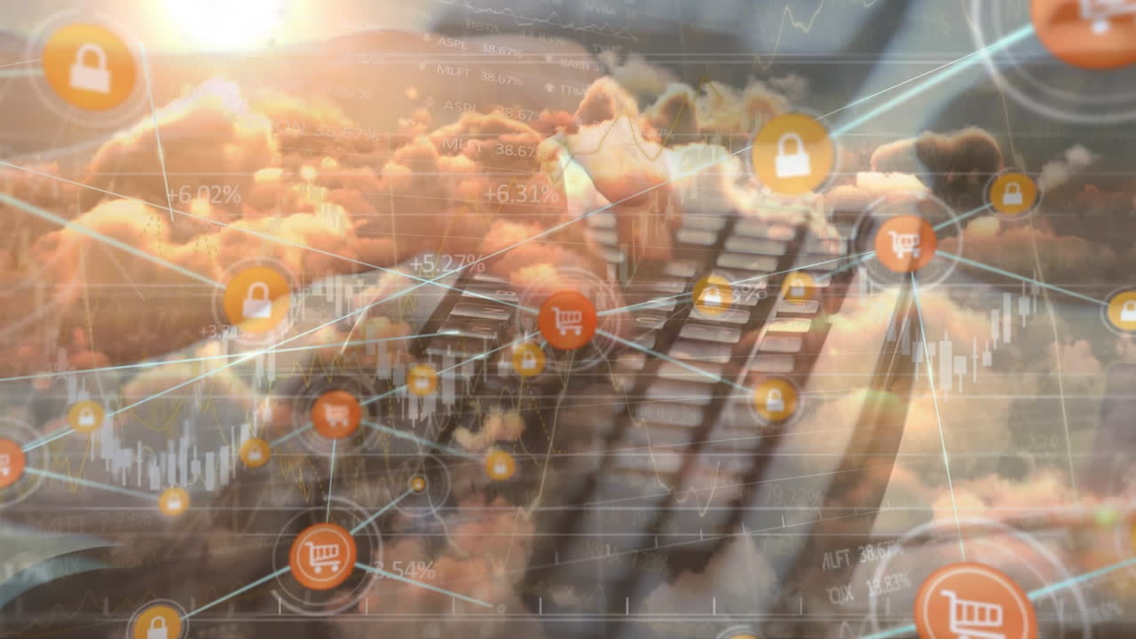 animación de la red de conexiones a través de personas que usan portátiles