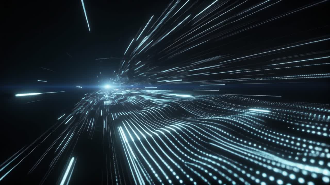 Futuristic Digital Tunnel with Glowing Data Stream