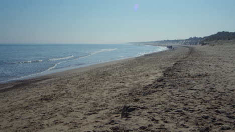wide shot looking south down horsey beach to winterton on sea,